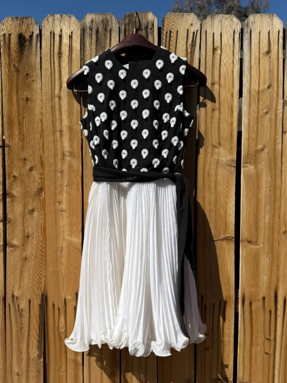 Vintage 60s O'Brien's Sleeveles Beaded Pleated Chiffon Cocktail Dress Medium - Picture 4 of 16